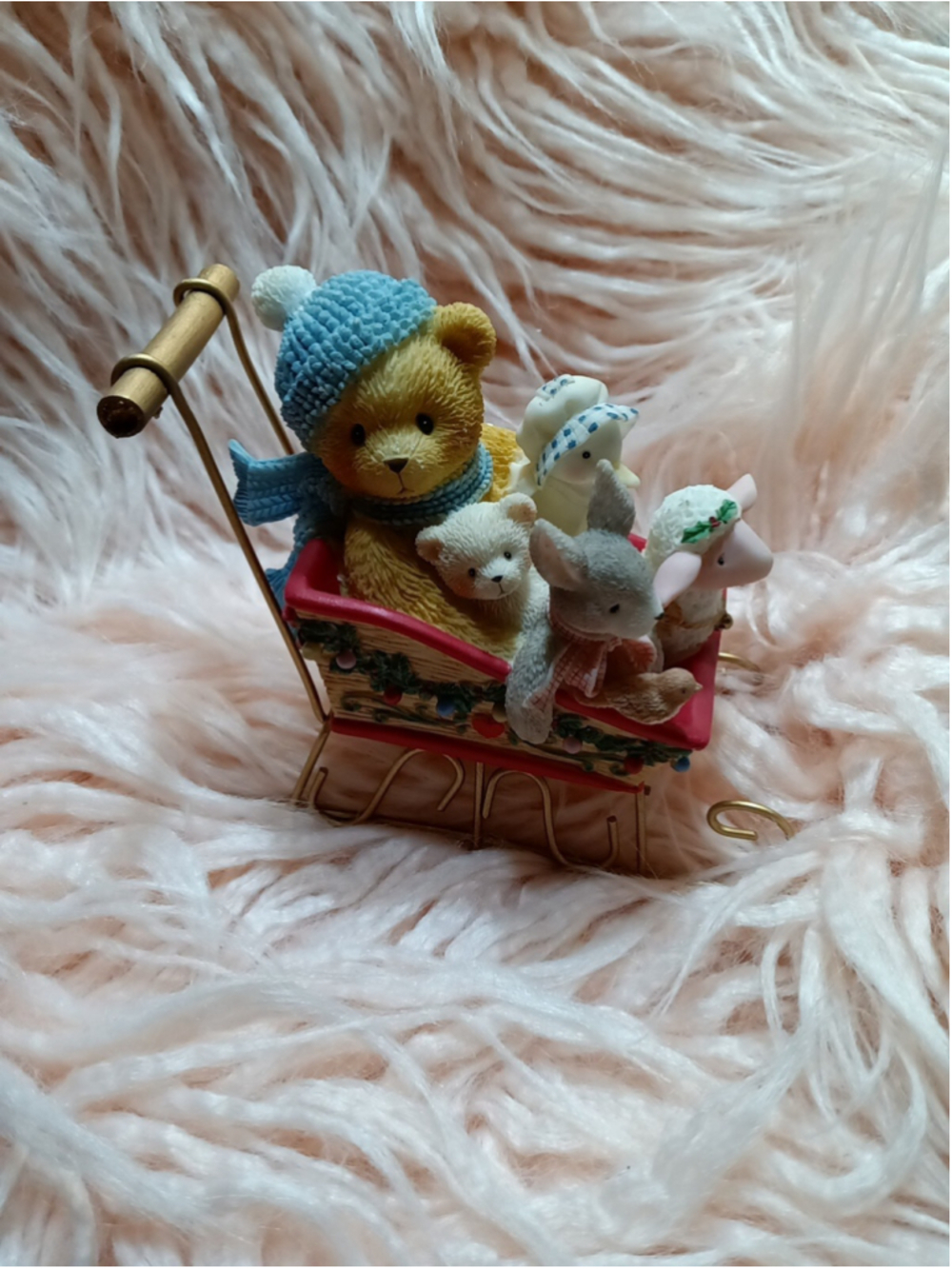 Cherished Teddies Brian Boy & Toys in Sleigh Bear Look Out Snow Here We Go Lamb